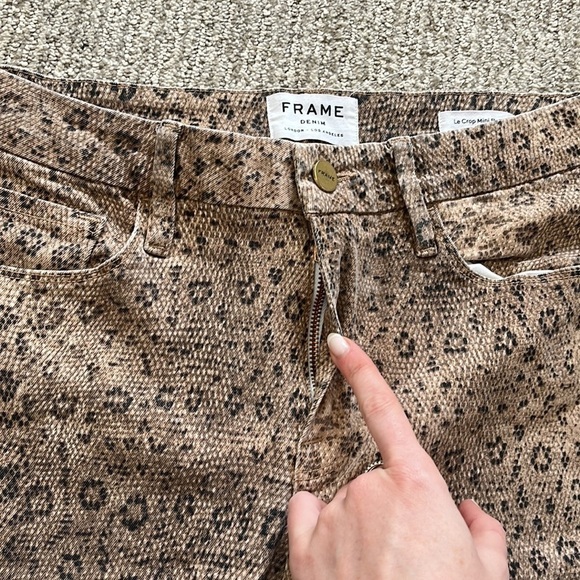 FRAME Le Crop Mini Boot Snake-print Mid-rise Bootcut Jeans Size 28 - Picture 5 of 9
